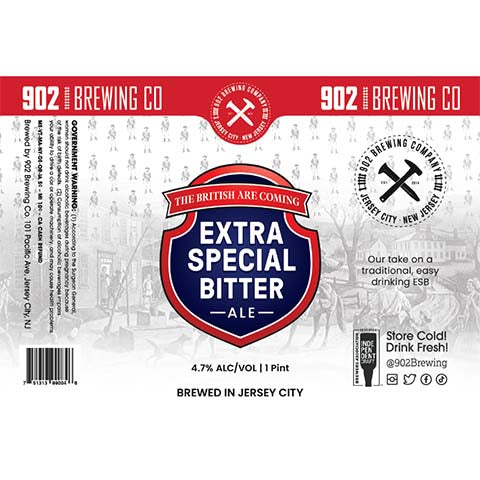 902 Brewing The British Are Coming Extra Special Bitter Ale by 902 Brewing, beer label