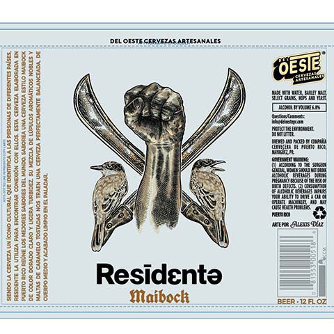 Del Oeste Residente Maibock by Del Oeste Brewery, beer label