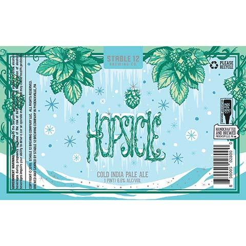 Stable 12 Hopsicle Cold IPA by Stable 12 Brewing Company, beer label