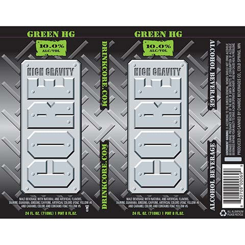Charge Green High Gravity Core by Charge Beverage Co., beer label