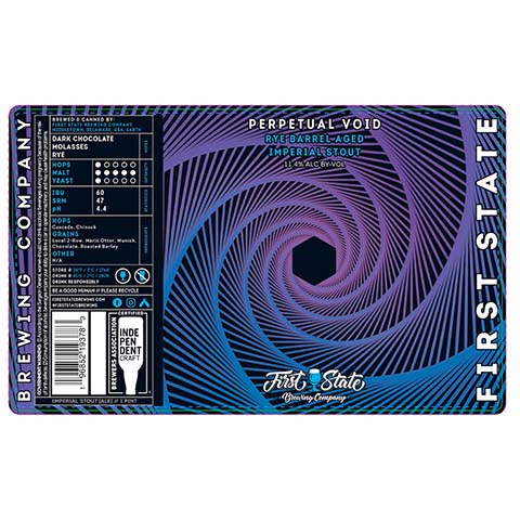 First State Perpetual Void Imperial Stout by First State Brewing company, beer label