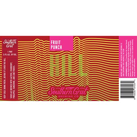 Southern Grist Fruit Punch Hill Sour Ale by Southern Grist Brewing Company, beer label