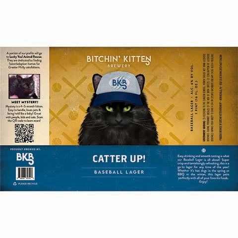 Bitchin' Kitten Catter Up! Baseball Lager by Bitchin' Kitten Brewery, beer label
