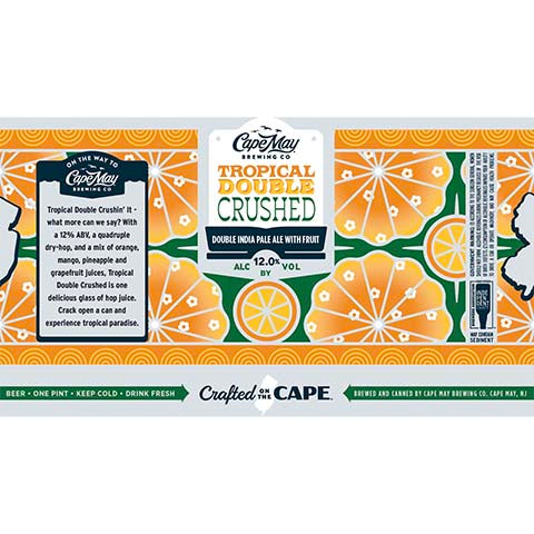 Cape May Tropical Double Crushed DIPA by Cape May Brewing Company, beer label