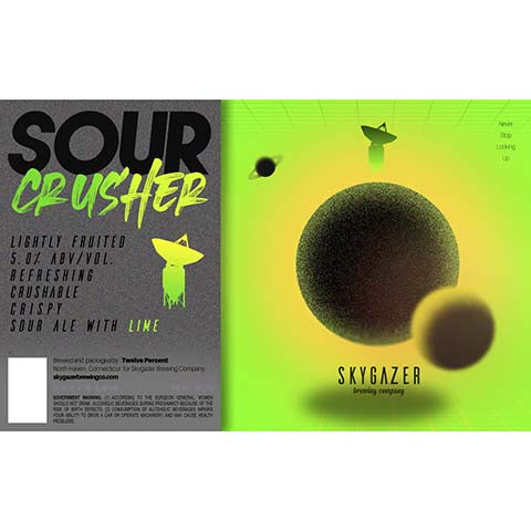 Skygazer Sour Crusher Lime Ale by SKYGAZER Brewing Co, beer label