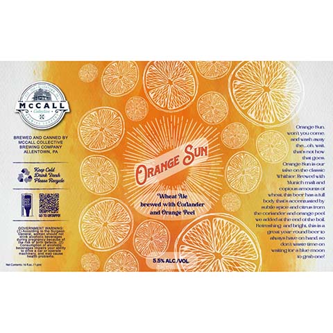 McCall Orange Sun Wheat by McCall Collective Brewing Company, beer label