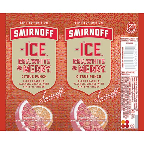 Smirnoff Ice Red, White & Merry Citrus Punch by Smirnoff, beer label