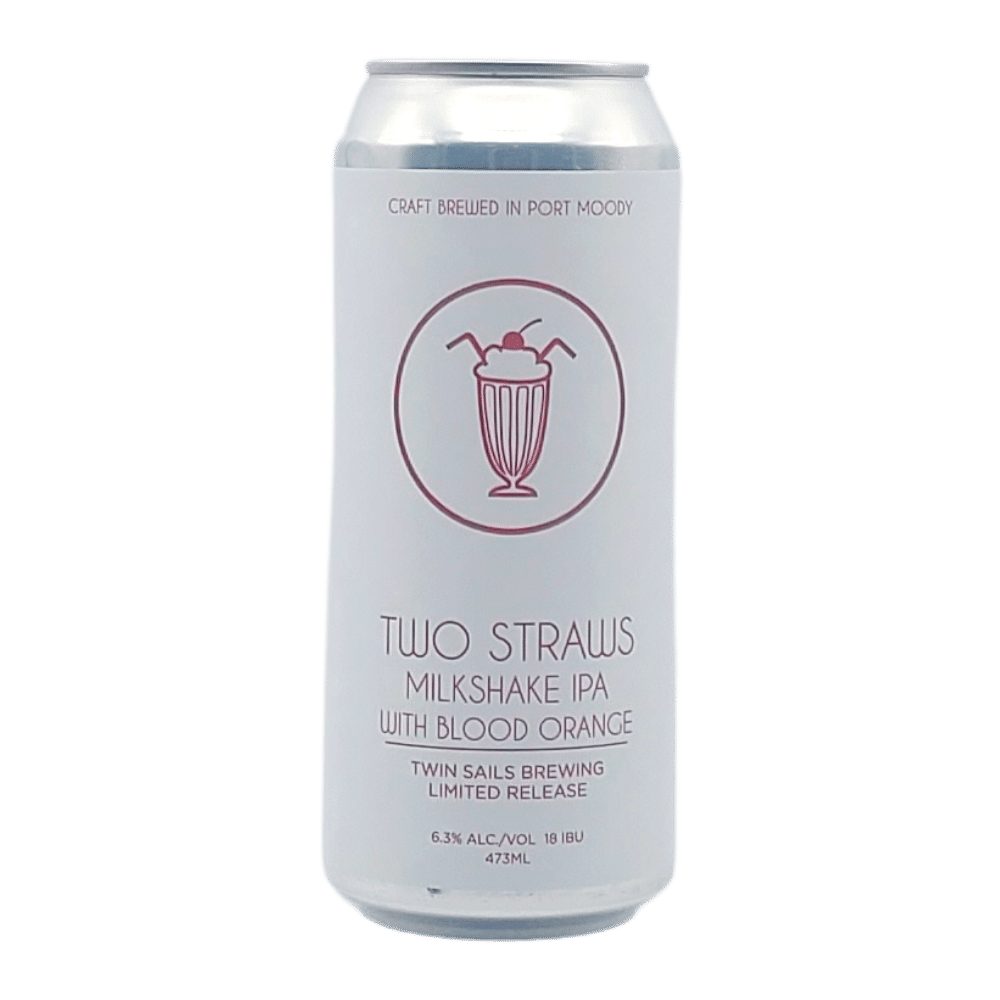 Two Straws - Blood Orange Milkshake IPA by Twin Sails Brewing, beer label