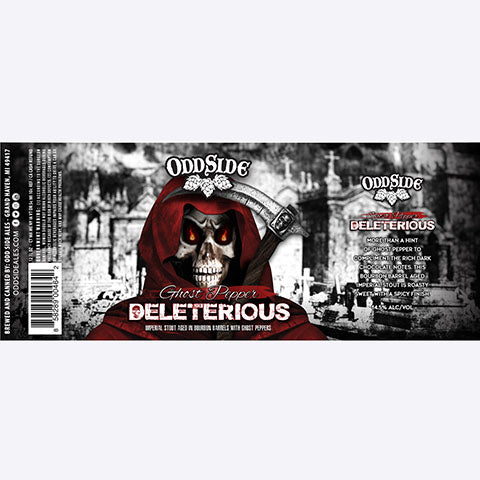 Odd Side Ghost Pepper Deleterious Imperial Stout by Odd Side Ales, beer label