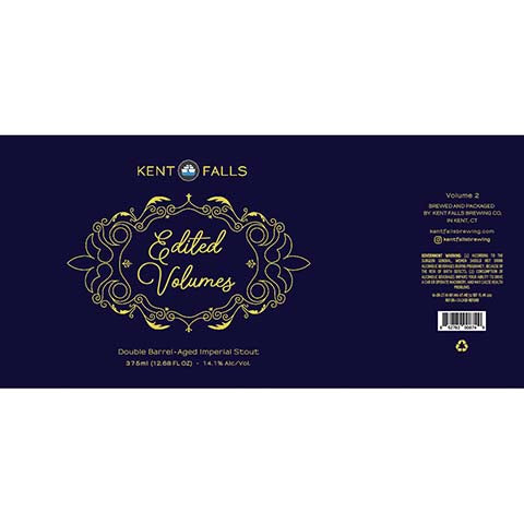 Kent Falls Edited Volumes Imperial Stout by Kent Falls Brewing Company, beer label