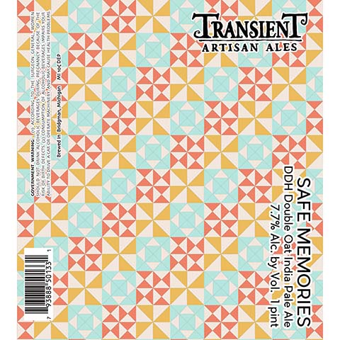 Transient Artisan Ales Safe Memories by Transient Artisan Ales, beer label