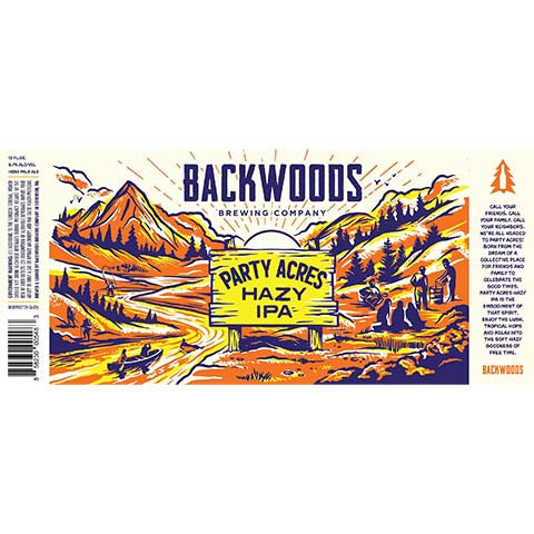 Backwoods Party Acres Hazy IPA by Backwoods Brewing Co., beer label