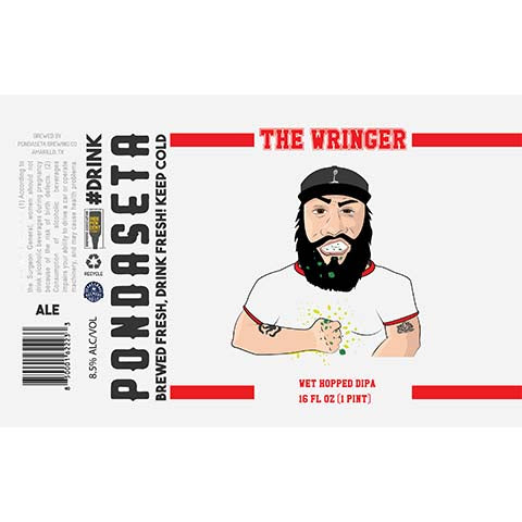 Pondaseta The Wringer DIPA by Pondaseta Brewing Co., beer label