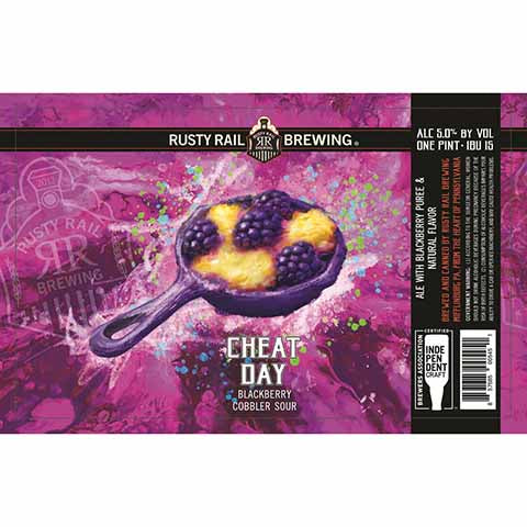 Rusty Rail Cheat Day Blackberry Cobbler Sour by Rusty Rail Brewing, beer label
