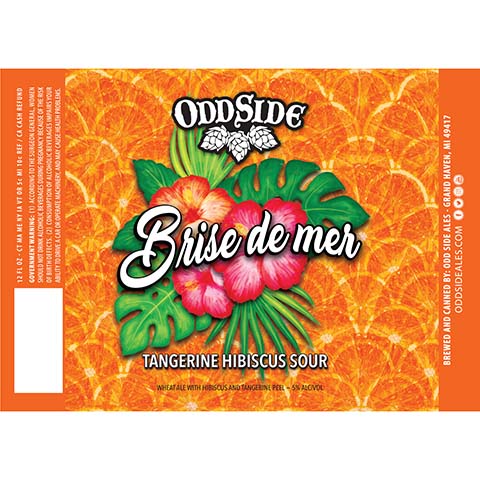 Odd Side Ales Brise De Mer Tangerine Hibiscus Sour Wheat Ale by Odd Side Ales, beer label