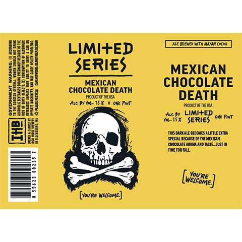 Mexican Chocolate Death Limited Series Dark ale by Iron Horse Brewery, beer label