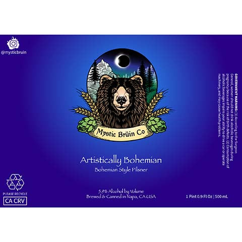 Mystic Bruin Artistically Bohemian Pilsner by Mystic Bruin Co., beer label