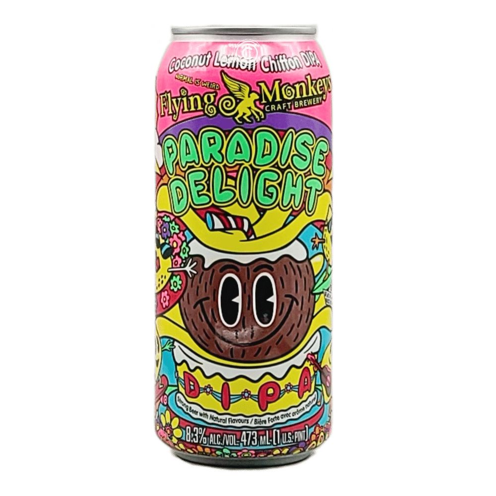 Paradise Delight Coconut Lemon Chiffon Double IPA by Flying Monkeys Craft Brewery, beer label