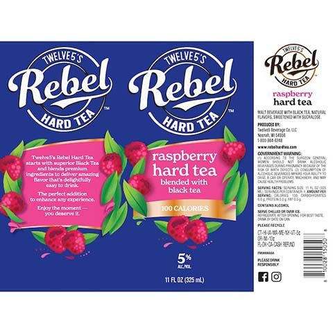 Twelve5's Raspberry Hard Tea (Black Tea Blend) by Twelve5 Brewing Co. LLC, beer label