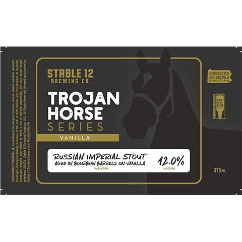 Stable 12 Trojan Horse Series Vanilla Imperial Stout by Stable 12 Brewing Company, beer label