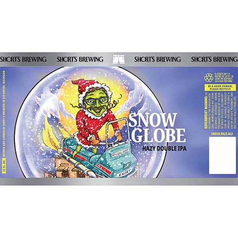 Short's Snow Globe Hazy DIPA by Short's Brewing Co, beer label