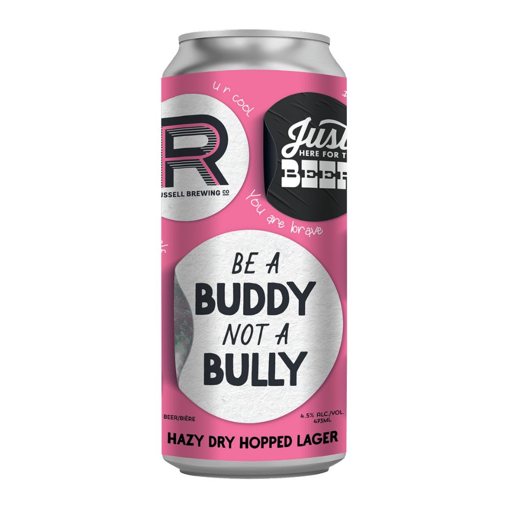 Be a Buddy Not a Bully Lager by Russell Brewing, beer label