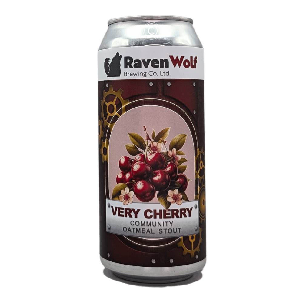 Very Cherry Community Oatmeal Stout by RavenWolf Brewing Co., beer label