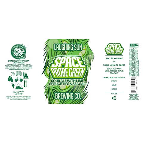 Laughing Sun Space Probe Green Sour Ale by Laughing Sun Brewing, beer label