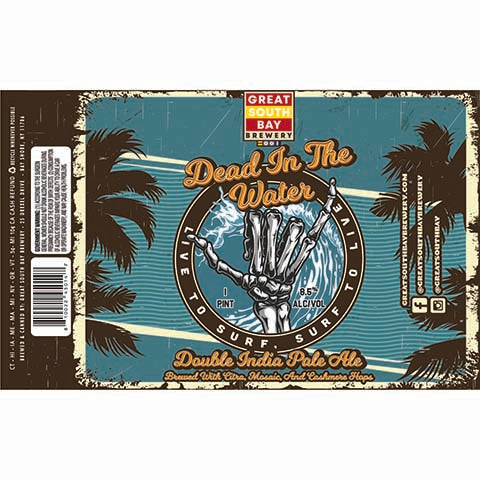 Great South Bay Dead In The Water DIPA by Great South Bay Brewery, beer label