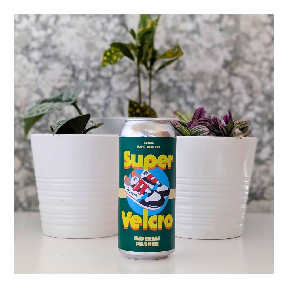 x Burdock Brewery Super Velcro Imperial Pilsner by Eighty Eight Brewing Co., beer label