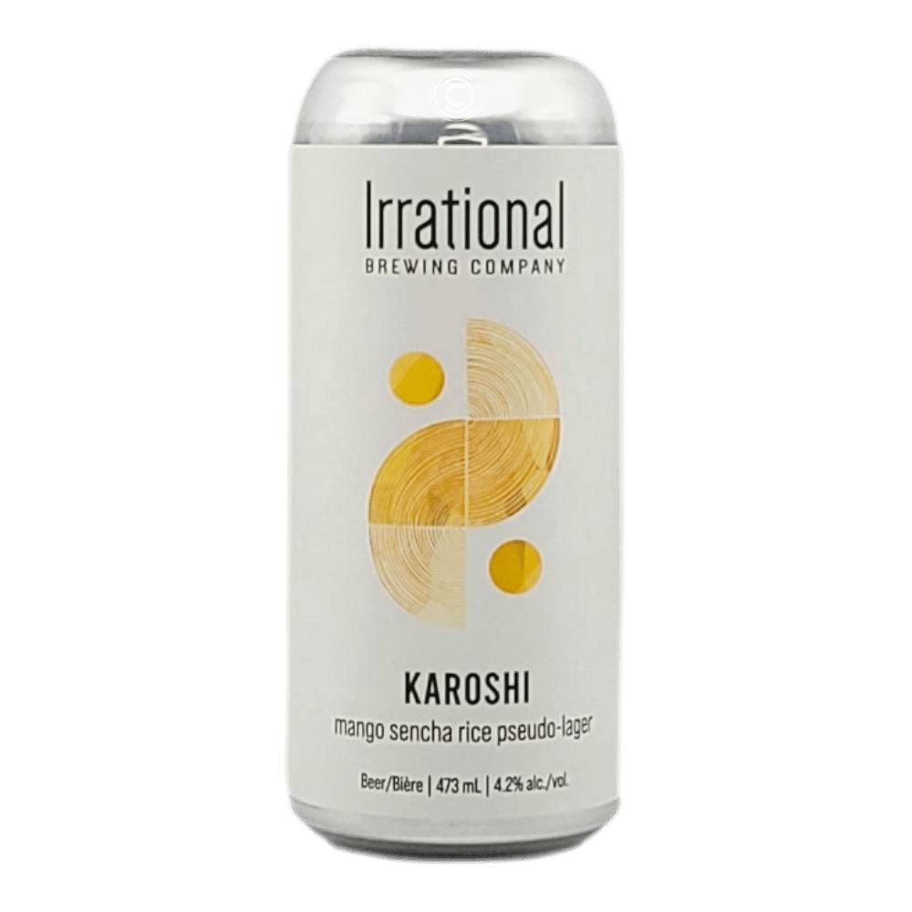 Karoshi Mango Sencha Rice Pseudo Lager by Irrational Brewing Company, beer label