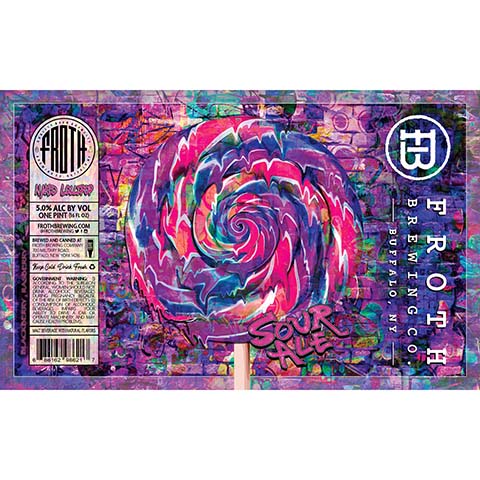 Froth Naked Lollipop Sour Ale (Blackberry, Rasberry) by Froth Craft Brewery, beer label