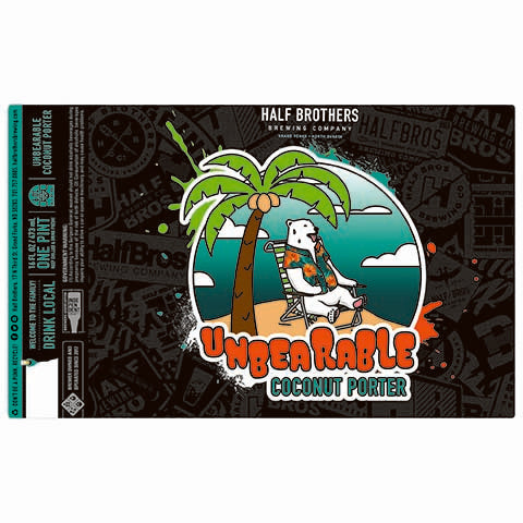 Half Brothers Unbearable Coconut Porter by Half Brothers Brewing Company, beer label