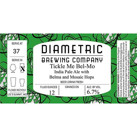 Diametric Tickle Me Bel-Mo IPA by Diametric Brewing Company, beer label