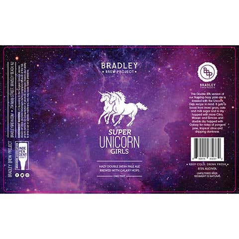 Bradley Brew Super Unicorn Girls Hazy DIPA by Bradley Brew Project, beer label
