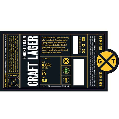 Ghost Train Craft Lager by Ghost Train Brewing Co, beer label