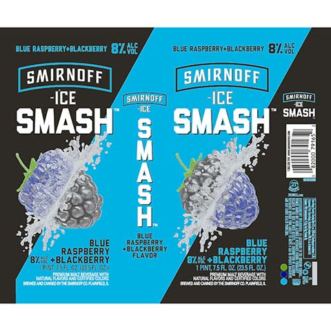 Smirnoff Ice Smash Blue Raspberry + Blackberry by Smirnoff, beer label
