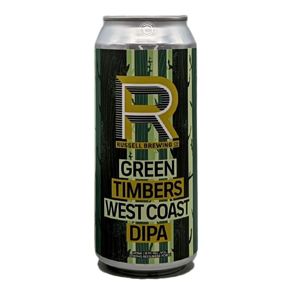 Green Timbers West Coast Double IPA by Russell Brewing, beer label