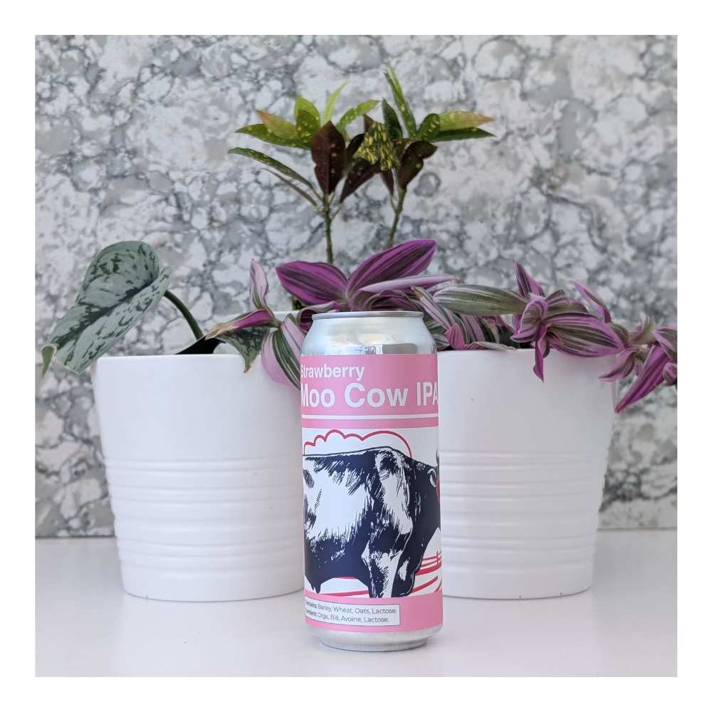 Strawberry Moo Cow IPA by Superflux Beer Company, beer label