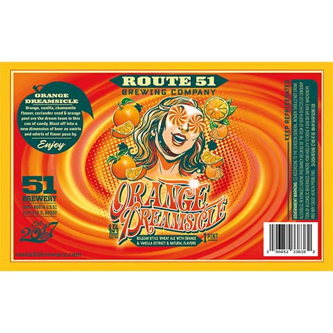 Route 51 Orange Dreamsicle Belgian Wheat Ale by Route 51 Brewing Company, beer label