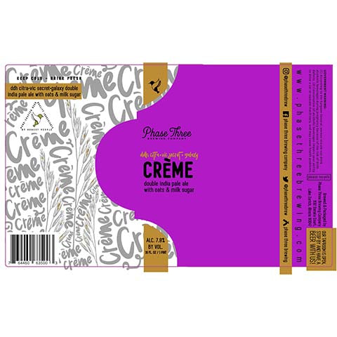 Phase Three Creme DIPA by Phase Three Brewing Company, beer label