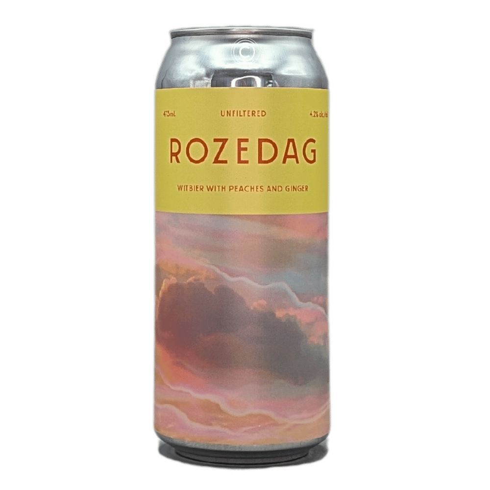 Rozedag Witbier with Peach and Ginger by Dageraad Brewing, beer label
