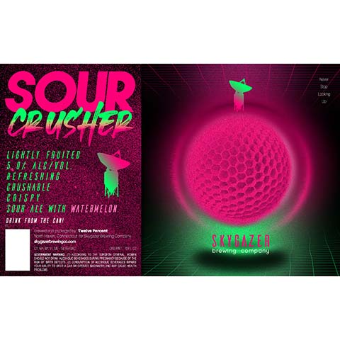 Skygazer Sour Crusher Watermelon Sour Ale by SKYGAZER Brewing Co, beer label