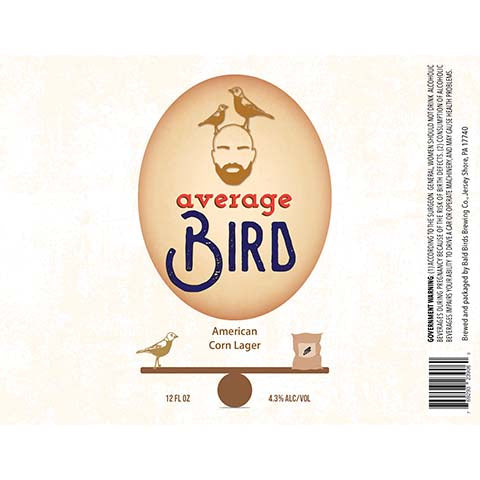 Bald Birds Average Bird Lager by Bald Birds Brewing Co., beer label