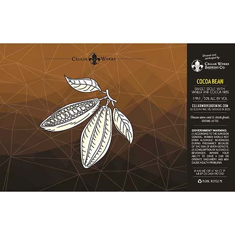 Cellar Works Cocoa Bean Sweet Stout by Cellar Works Brewing Co., beer label