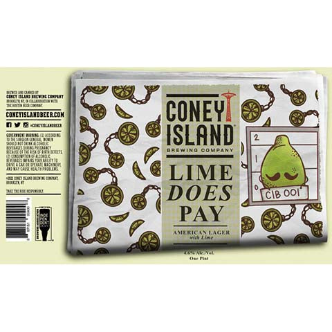 Coney Island Lime Does Pay Lager by Coney Island Beer, beer label