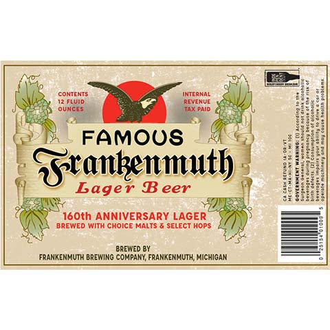 Frankenmuth 160th Anniversary Lager by Frankenmuth Brewing Co, beer label