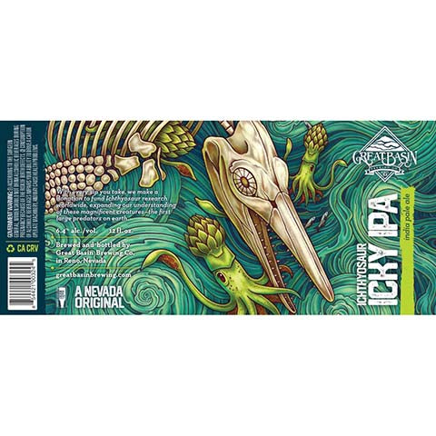 Great Basin Ichthyosaur Icky IPA by Great Basin Brewing Co, beer label