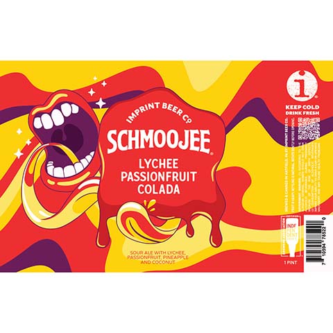 Imprint Beer Schmoojee Lychee Passionfruit Colada Sour Ale by Imprint Beer Company, beer label