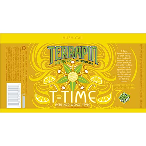 Terrapin T-Time Berliner Weisse Style Ale by Terrapin Beer Co, beer label